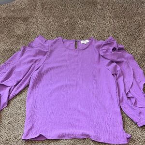 ODDY Purple Ruffle Sleeve Blouse - Women's Top Small